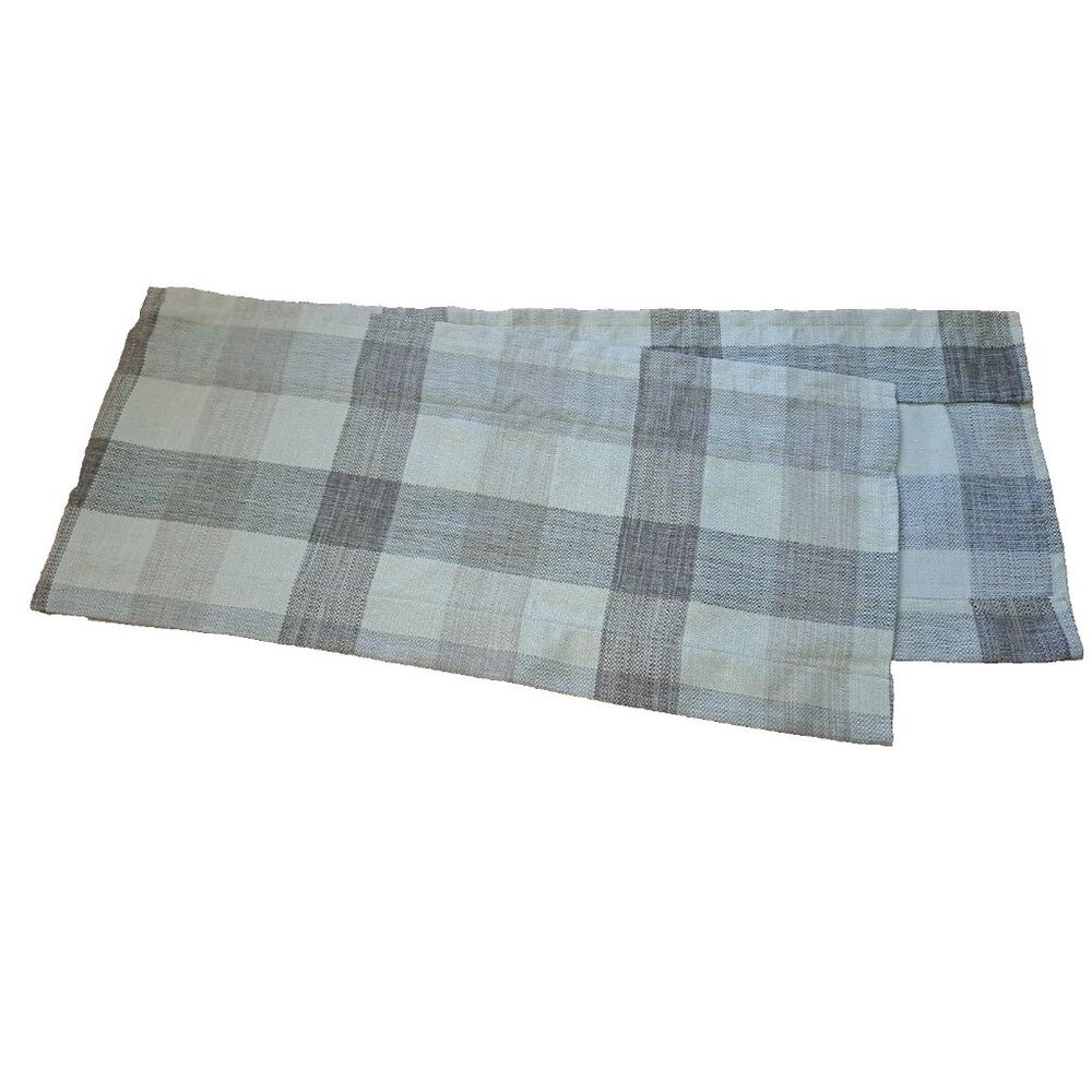 Plaid Curtain Valance Woven Cotton Brown Ivory Handmade Farmhouse 77.5x16.5